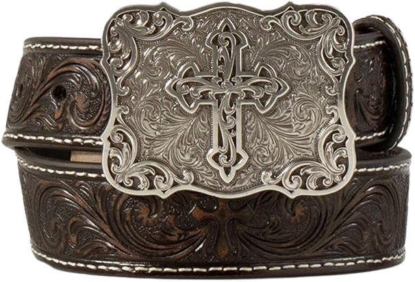 Girl's Scrolling Cross Leather Belt