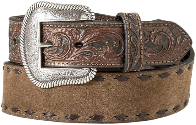 Western Belt Mens Roughout Body Embossed Lace 36