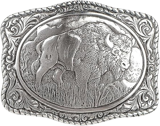 Men's Crumrine Silver Bison Scaloped Buckle