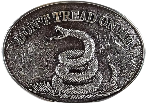 Men's "Don't Tread On Me" Oval Buckle with Snake Motif