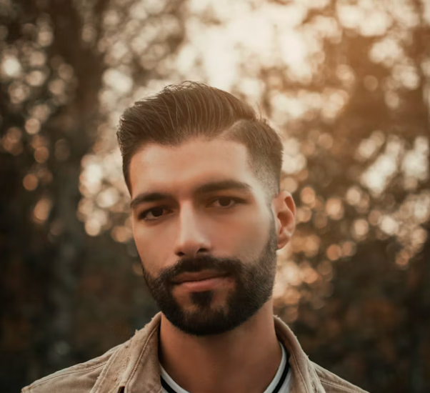 Bearded man outdoor portrait